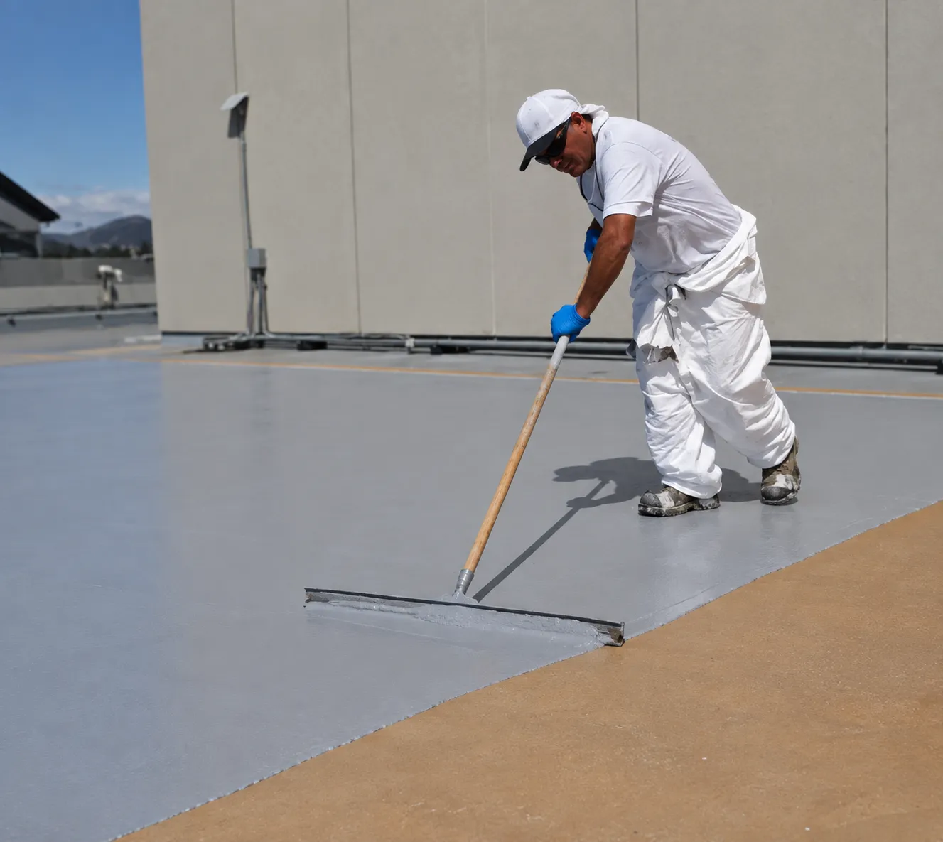 Aplicación de silicona modificada en cubierta para impermeabilización - Servicios GeoKing