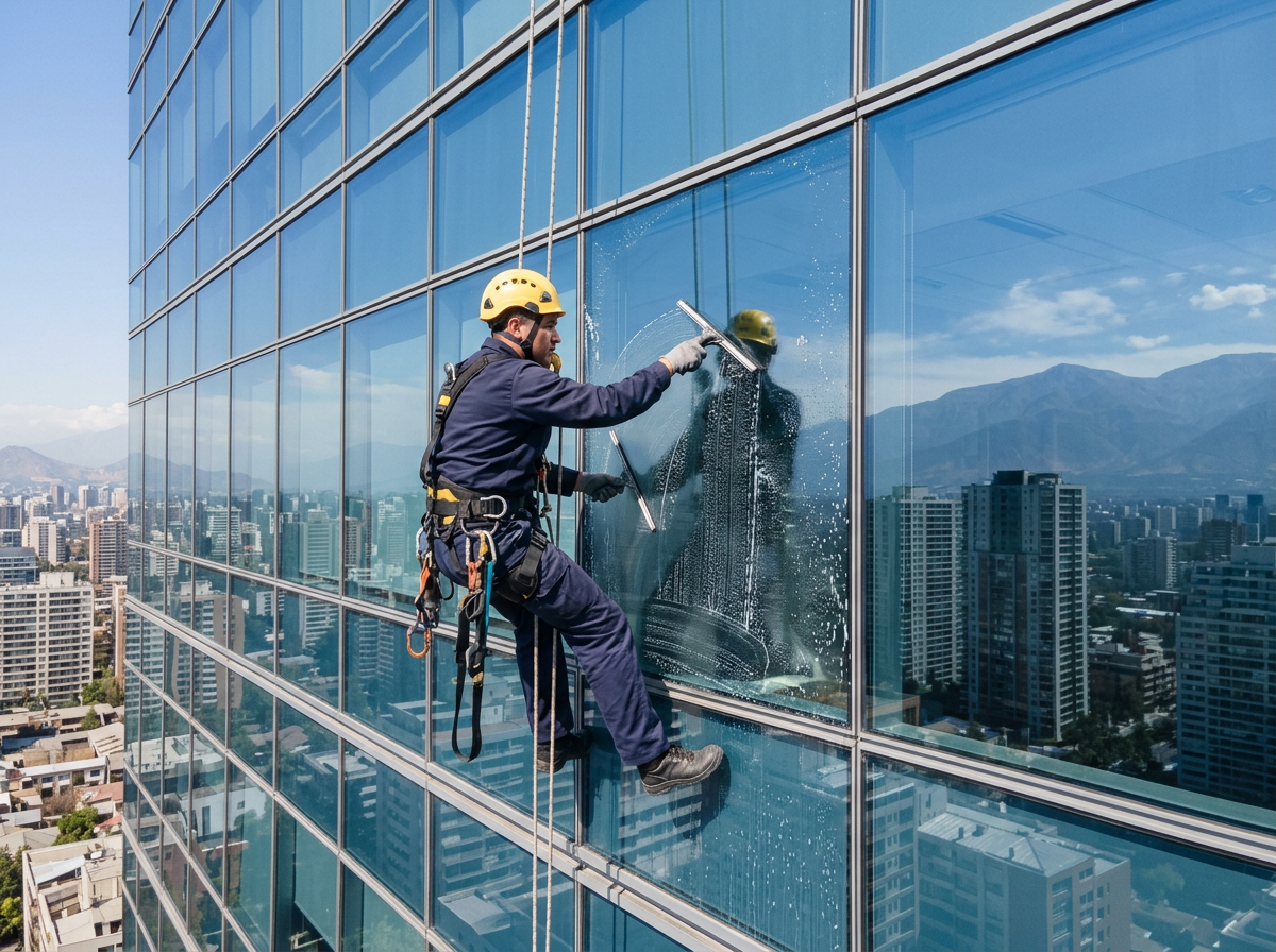 Limpieza de Fachadas y Vidrios en Altura realizada por Servicios GeoKing